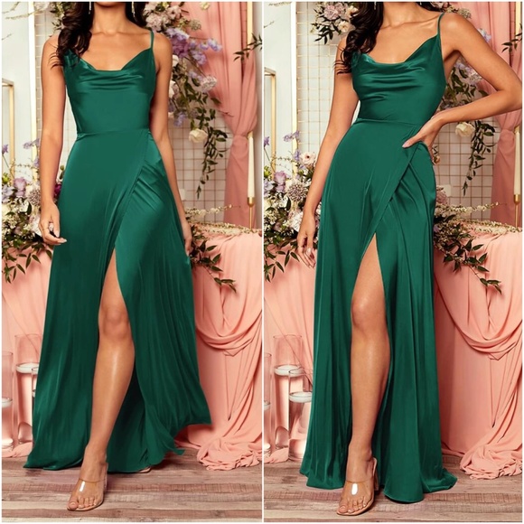 Dresses & Skirts - Luxurious Green Draped Evening Holiday Prom Wedding Dress
